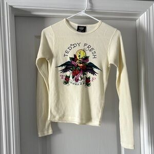 Teddy Fresh Cream Graphic Long-Sleeve Top